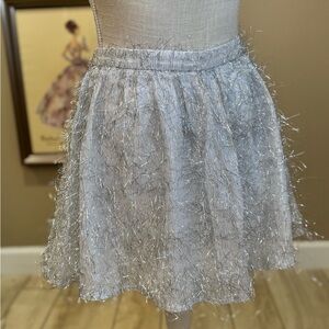 New! QUEEN OF SPARKLES White and Metallic Silver Tinsel Skort